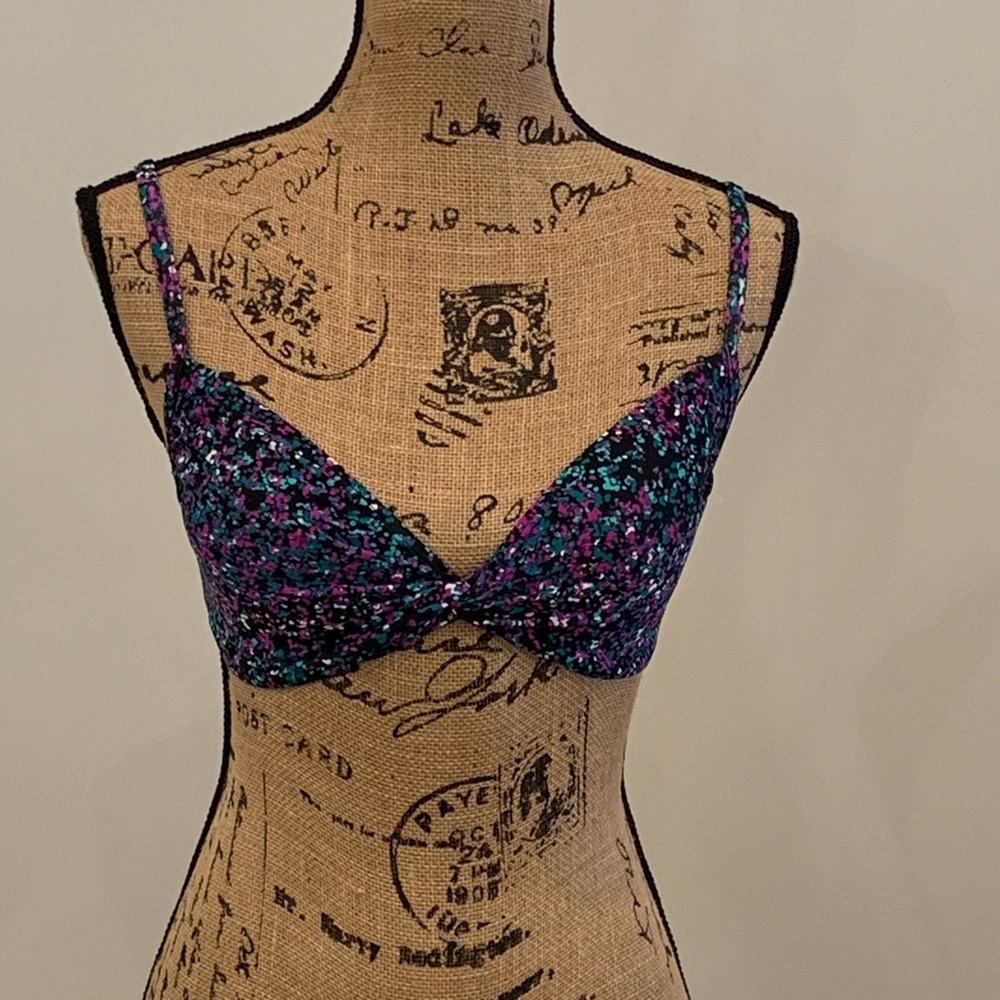 Athleta Black floral bikini Top size medium - Picture 1 of 9